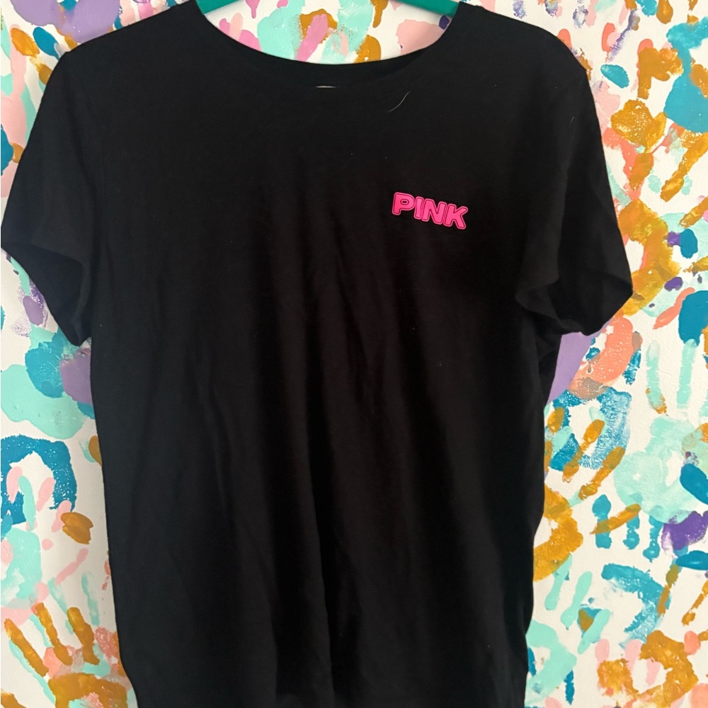 PINK Victoria's Secret Black Tee with Pink Logo